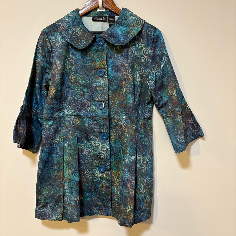 Frazelle Teal Multi-Pattern Tunic Top
